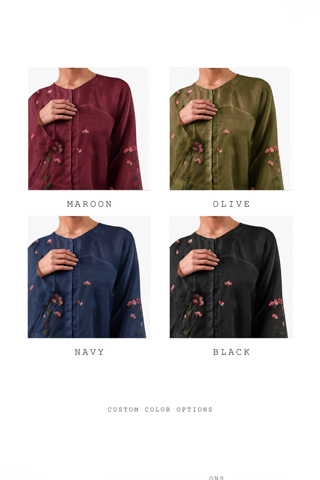 Ivory front-opening embroidered silk kurta