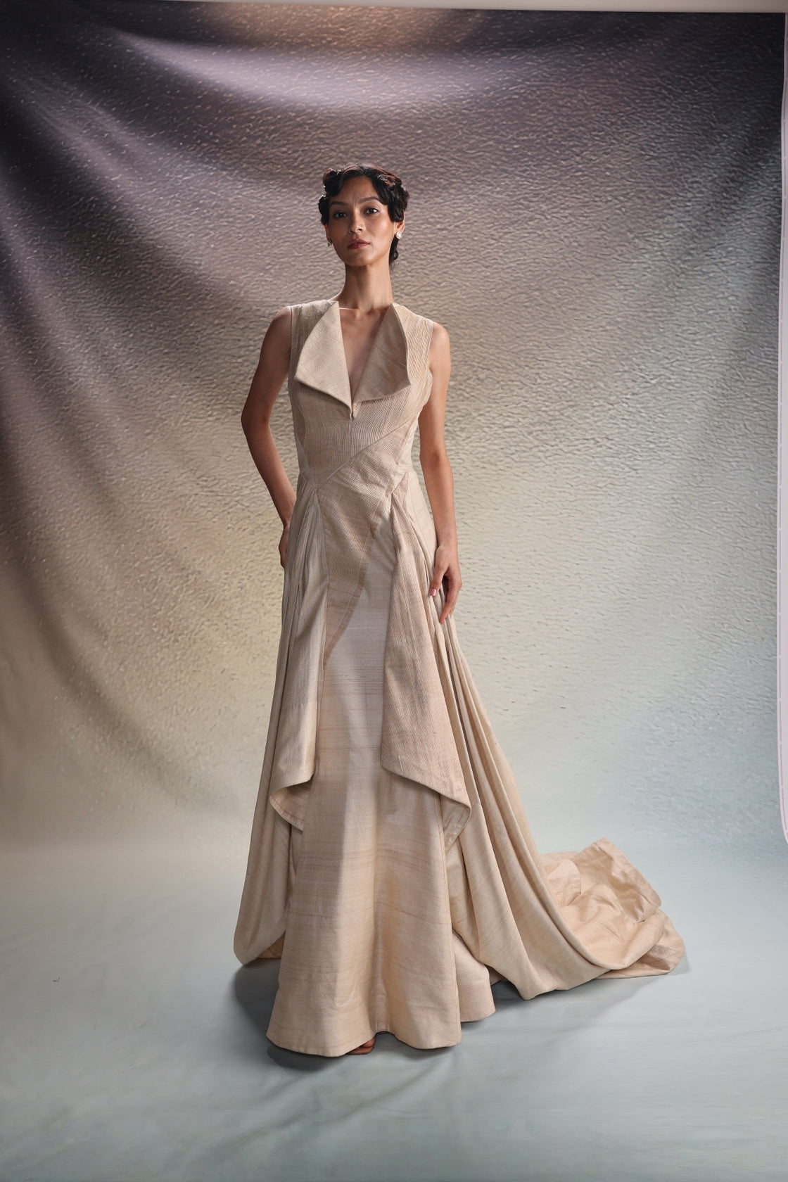 Beige Drape Gown
