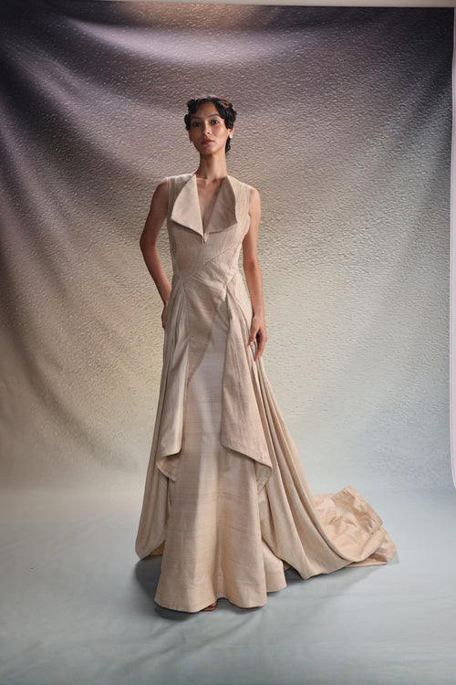 Beige Drape Gown
