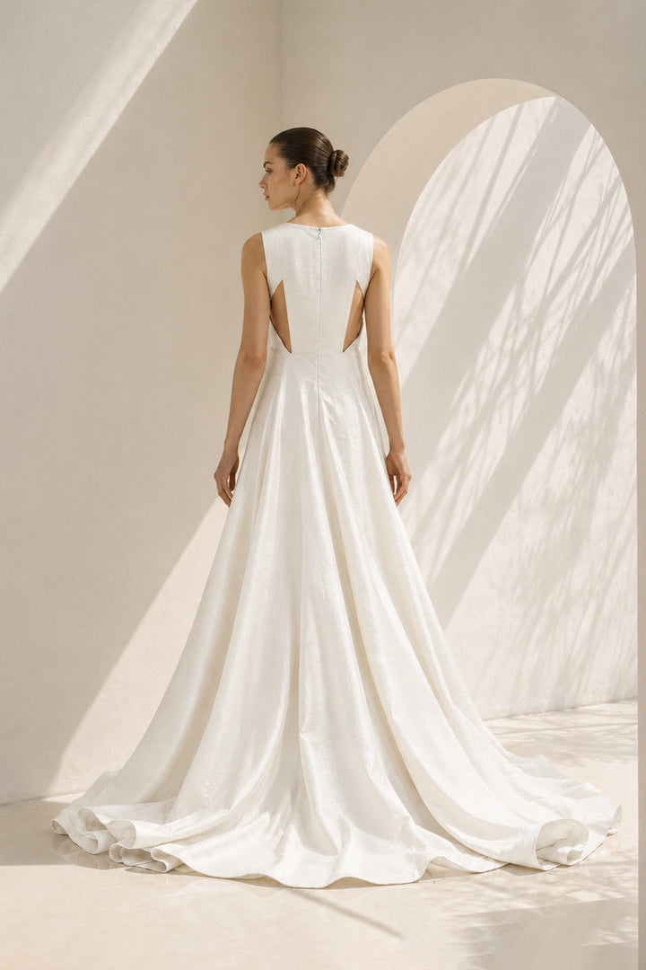 Panlled &amp; Draped Gown