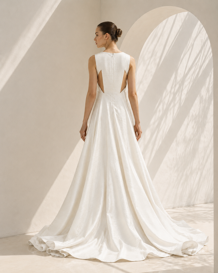 Panlled &amp; Draped Gown