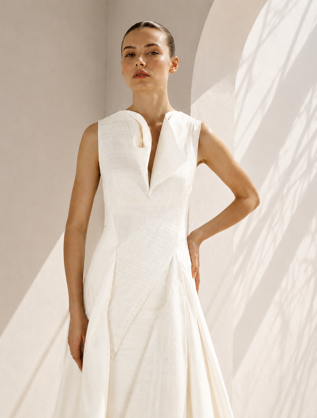 Panlled &amp; Draped Gown