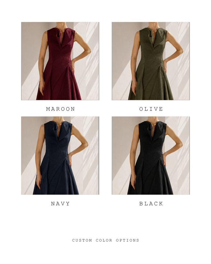 Panlled &amp; Draped Gown