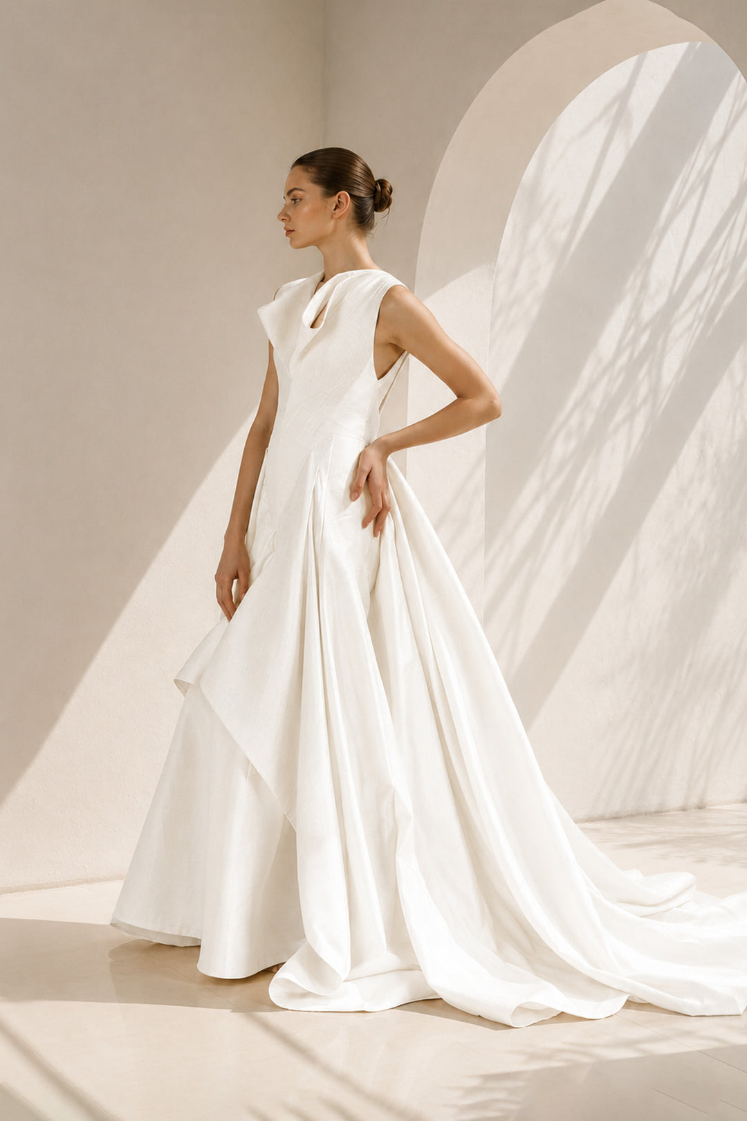 Panlled &amp; Draped Gown