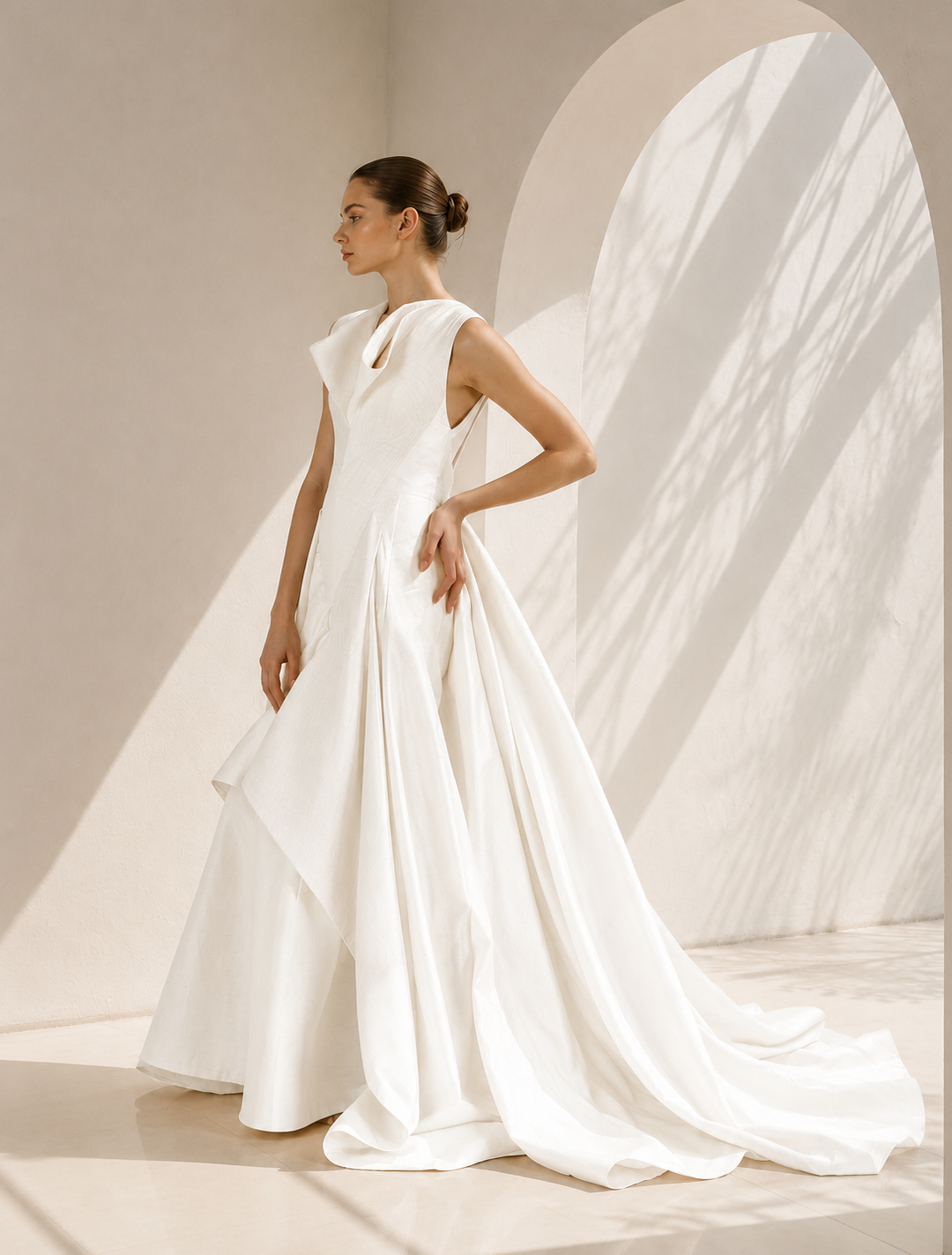 Panlled &amp; Draped Gown