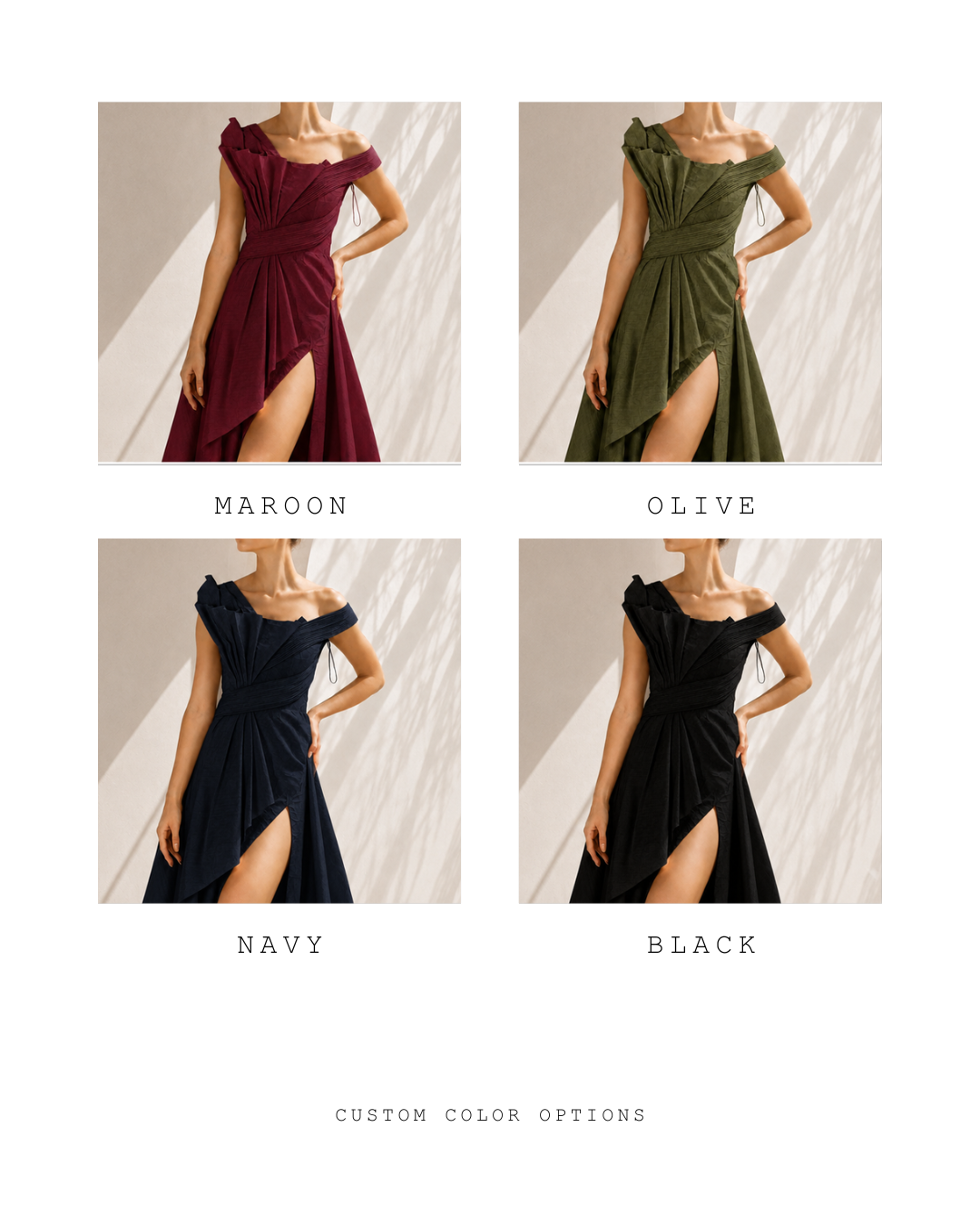 One-Sided Pleated Texture Gown