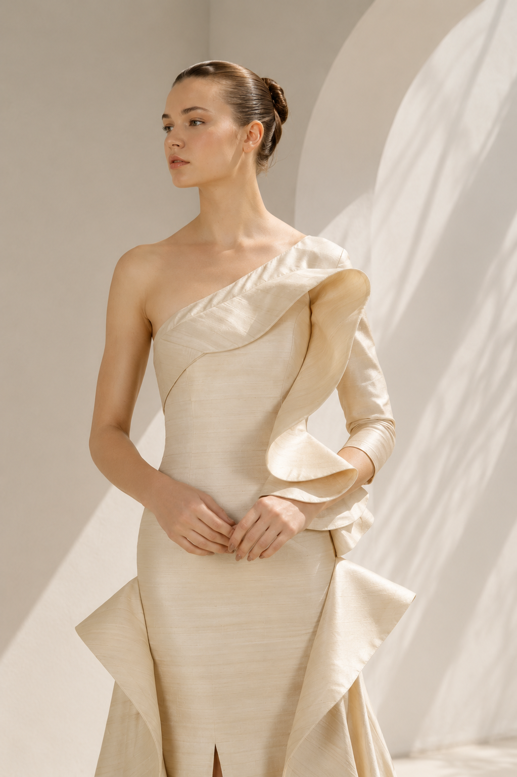 Textured Draped Gown