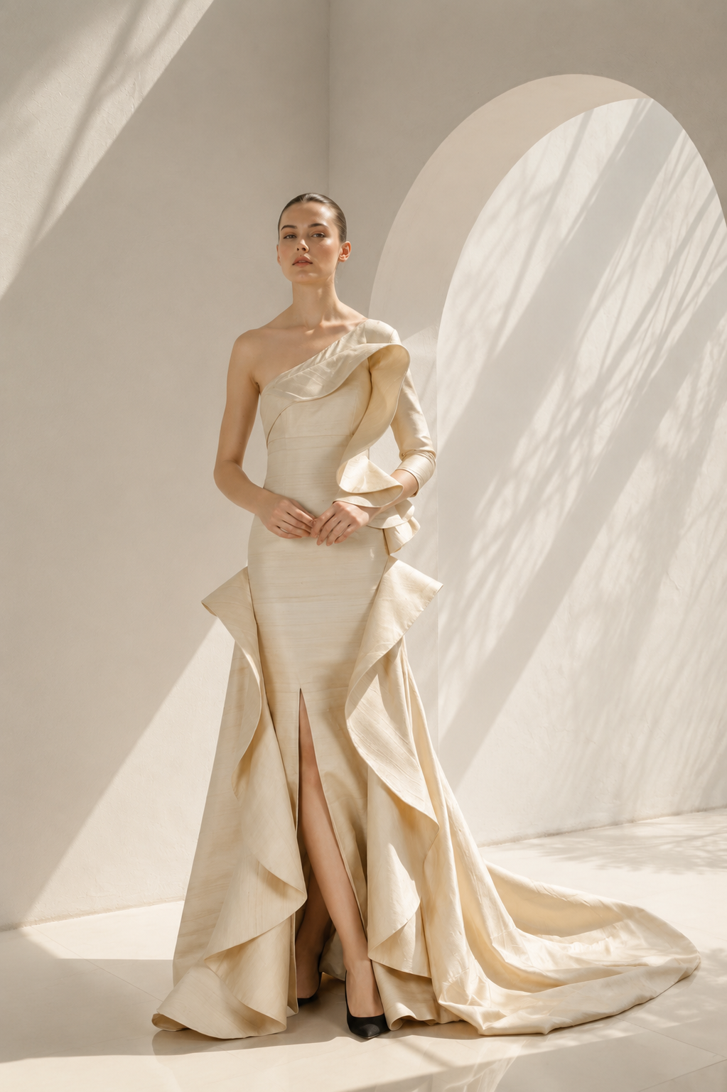 Textured Draped Gown