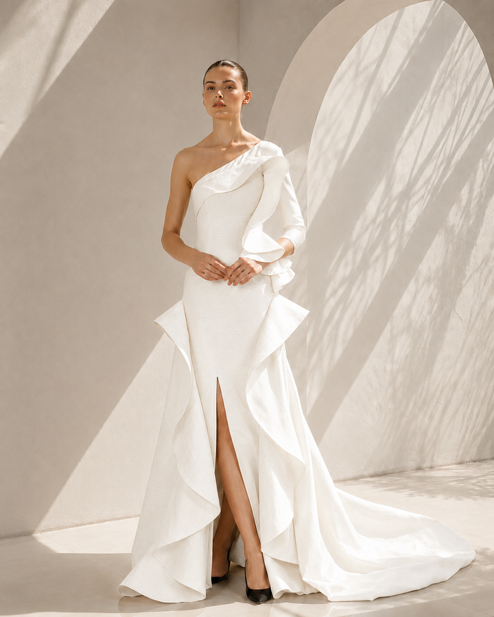 Textured Draped Gown