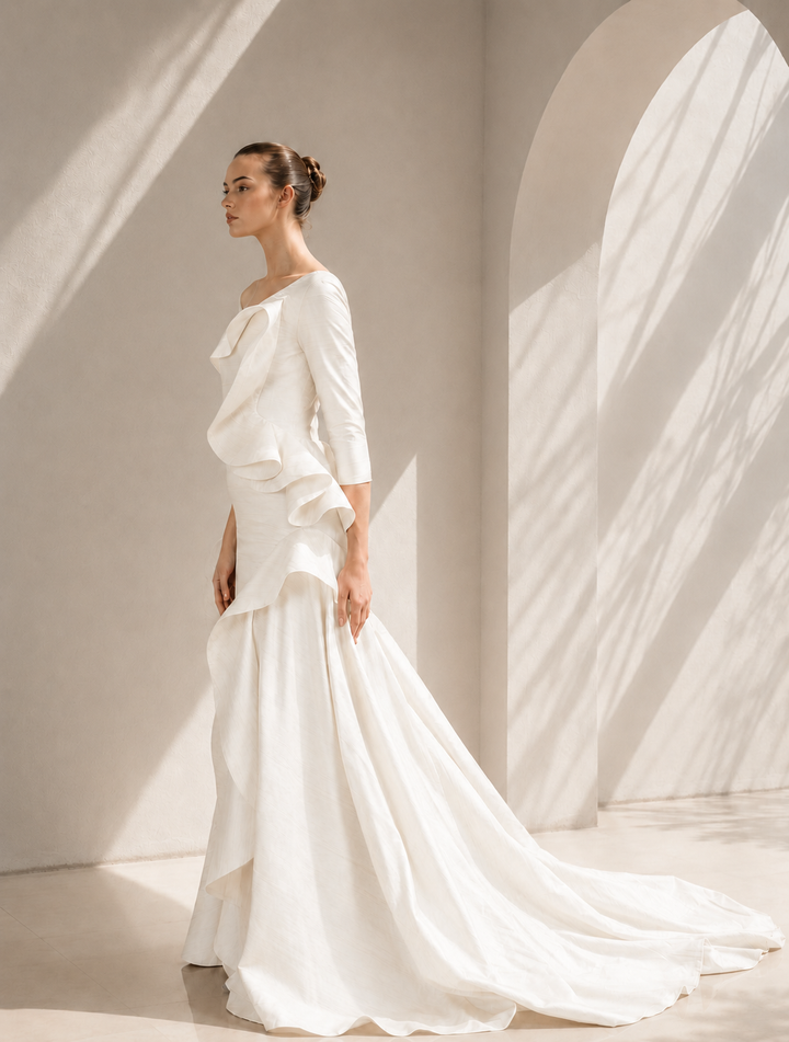 Textured Draped Gown
