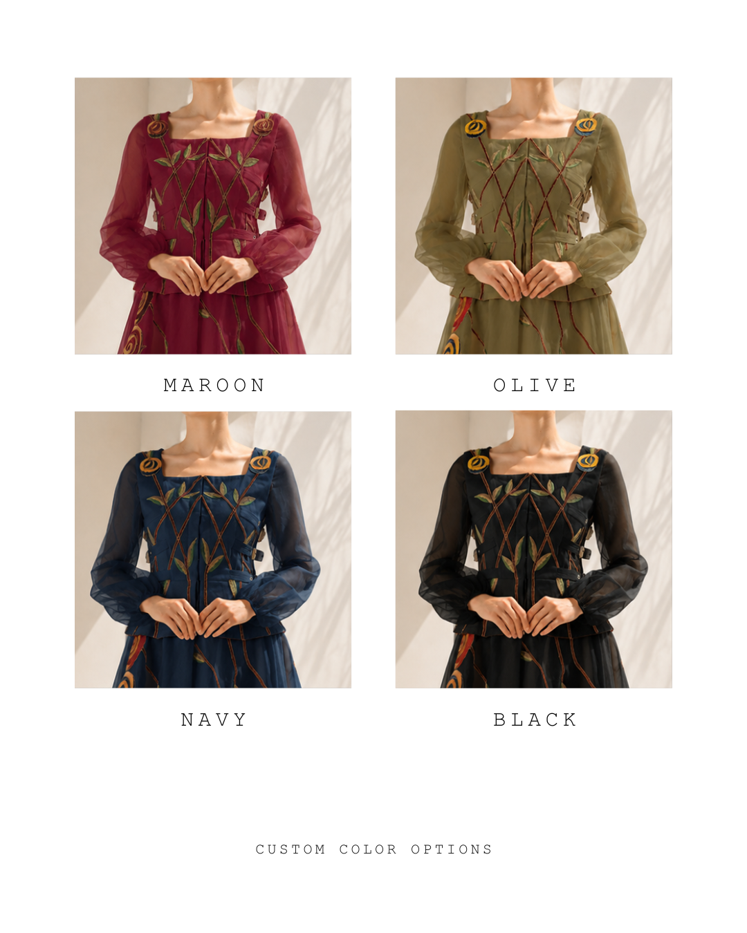 Asymmetric Floral Embroidered Dress