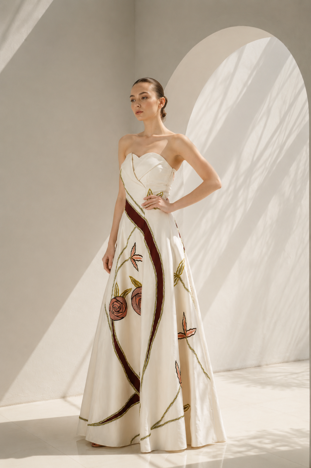 Front-opening Embellished Gown