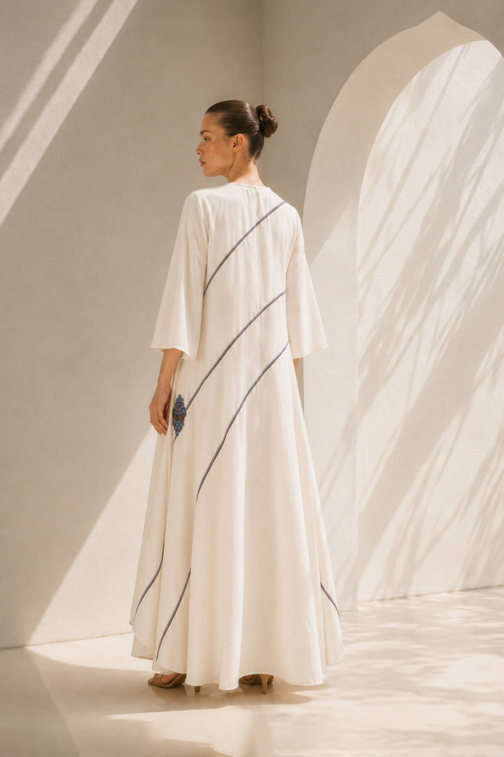 Ivory dress with asymmetric elegance
