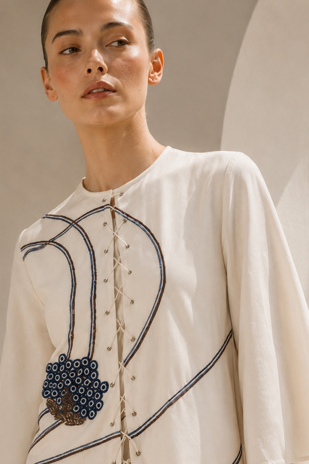 Ivory dress with asymmetric elegance