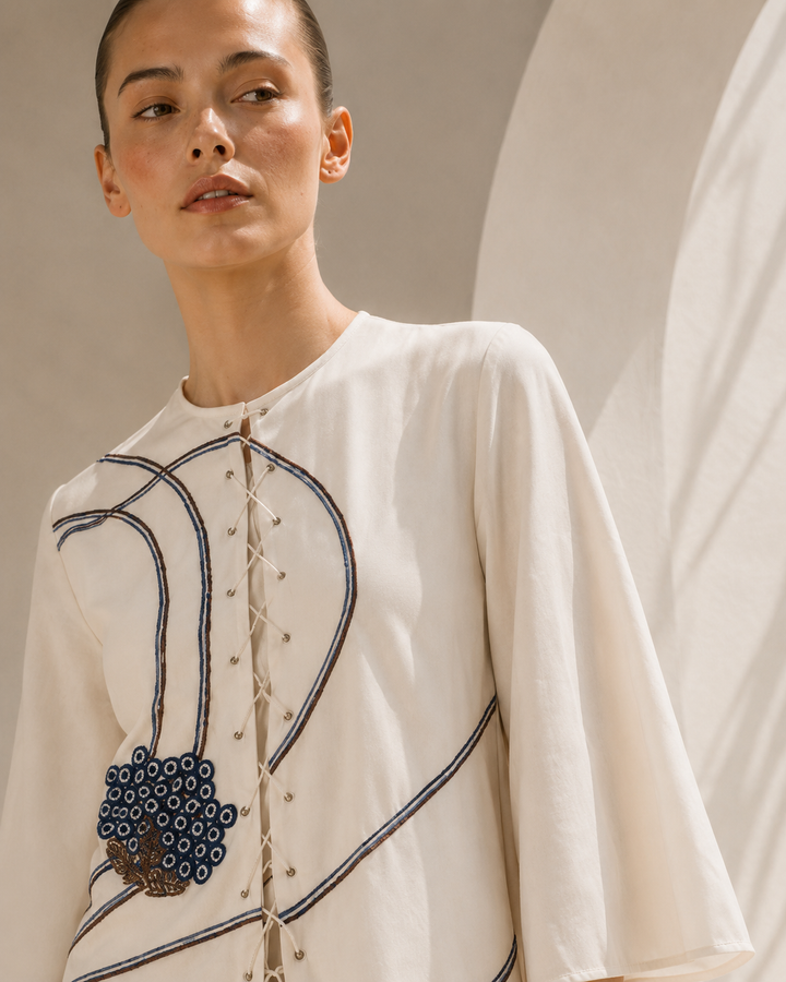 Ivory dress with asymmetric elegance