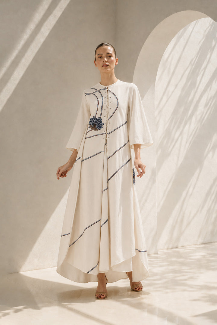 Ivory dress with asymmetric elegance