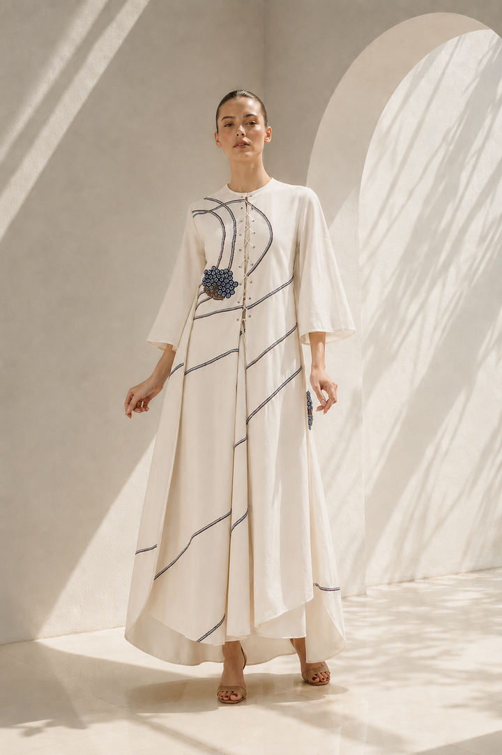 Ivory dress with asymmetric elegance