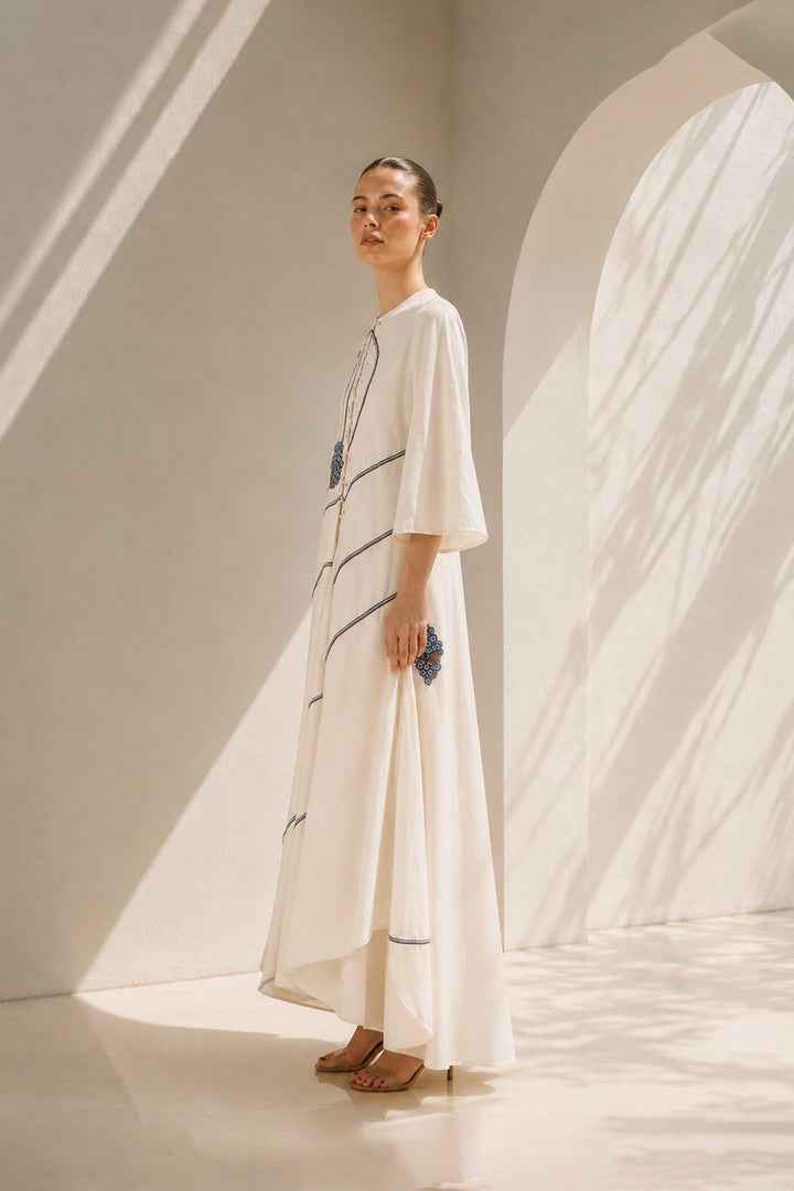 Ivory dress with asymmetric elegance