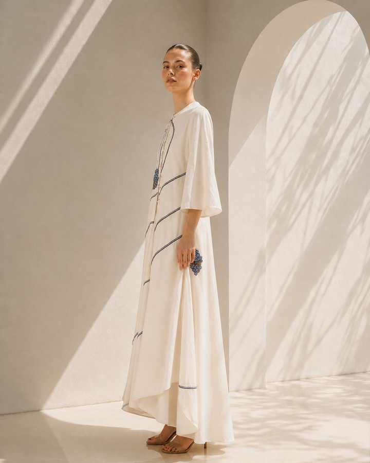 Ivory dress with asymmetric elegance