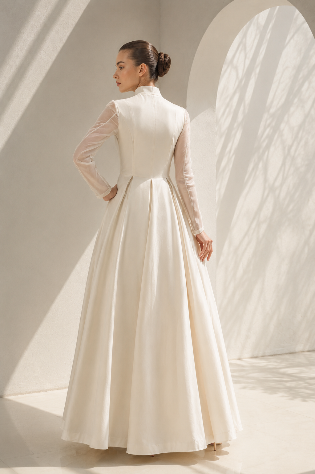 Ivory gown with ethereal embroidery