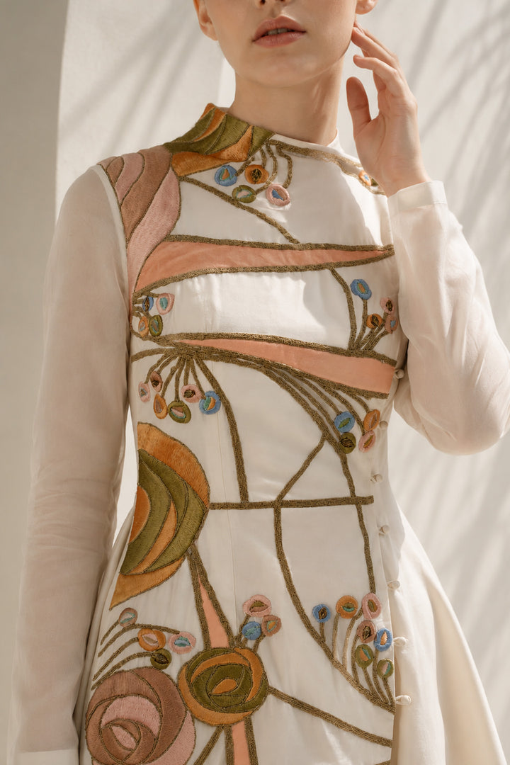 Ivory gown with ethereal embroidery