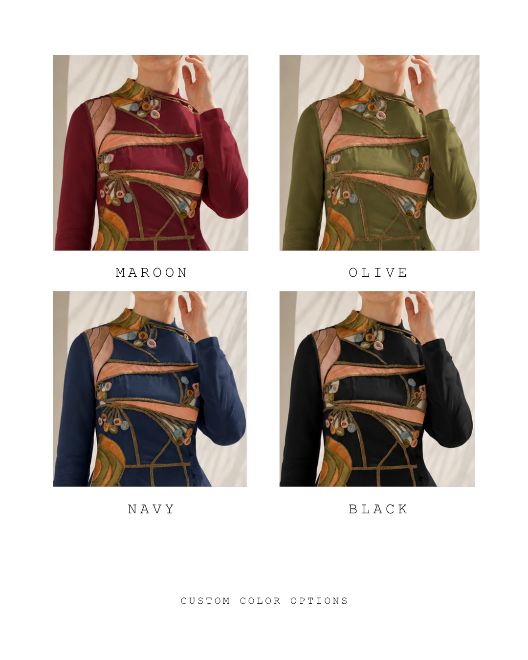 Overlap Placket Embroidered Gown