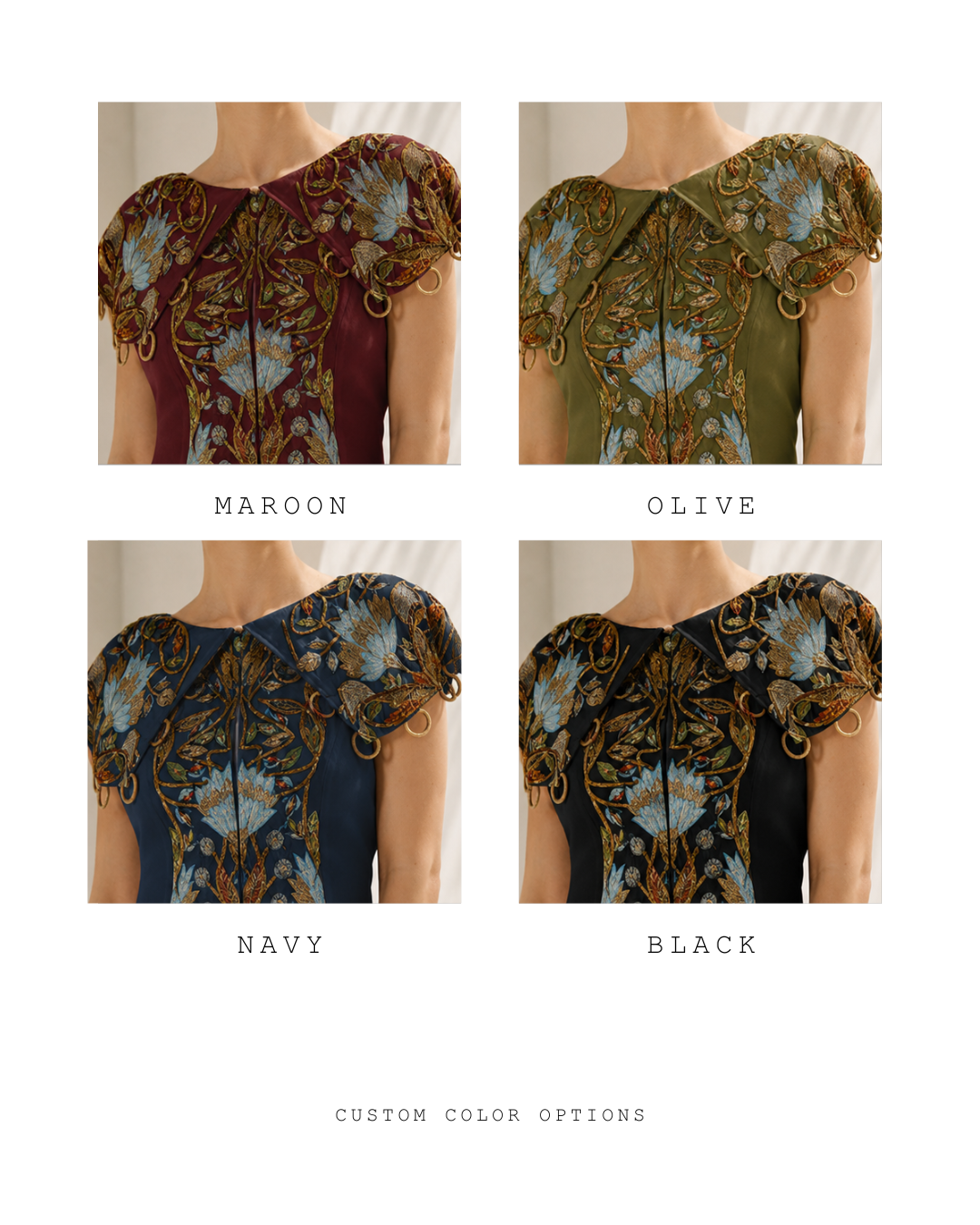 Panelled Cape Shoulders Embroidered Gown