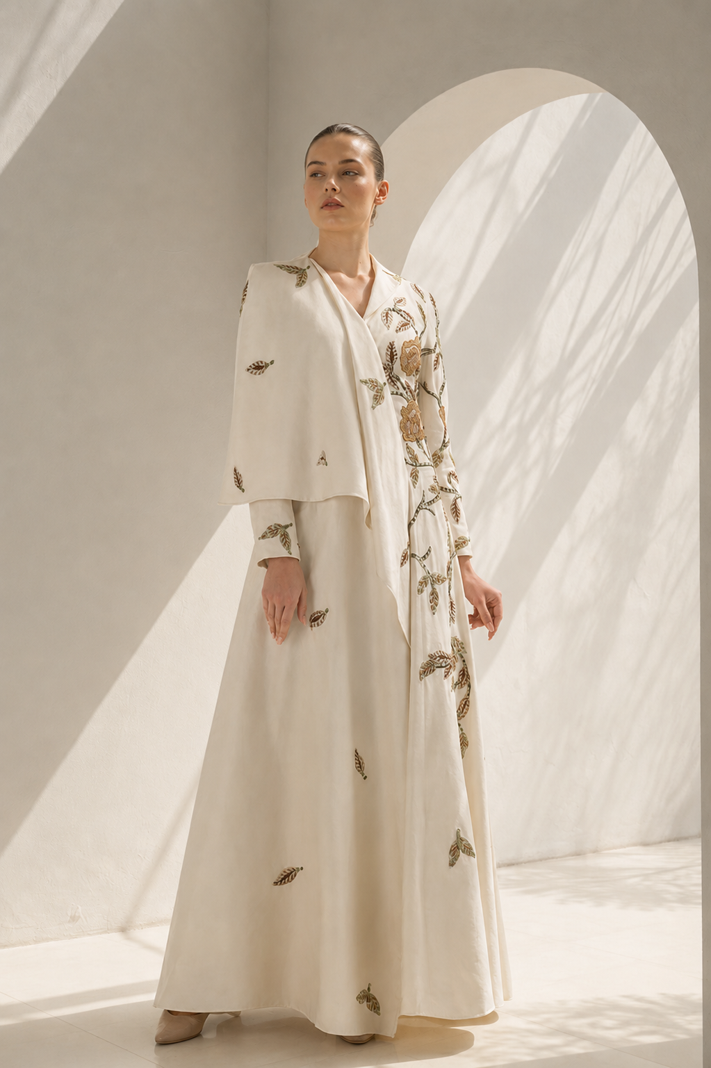 One-sided Overlap Sleeve Gown