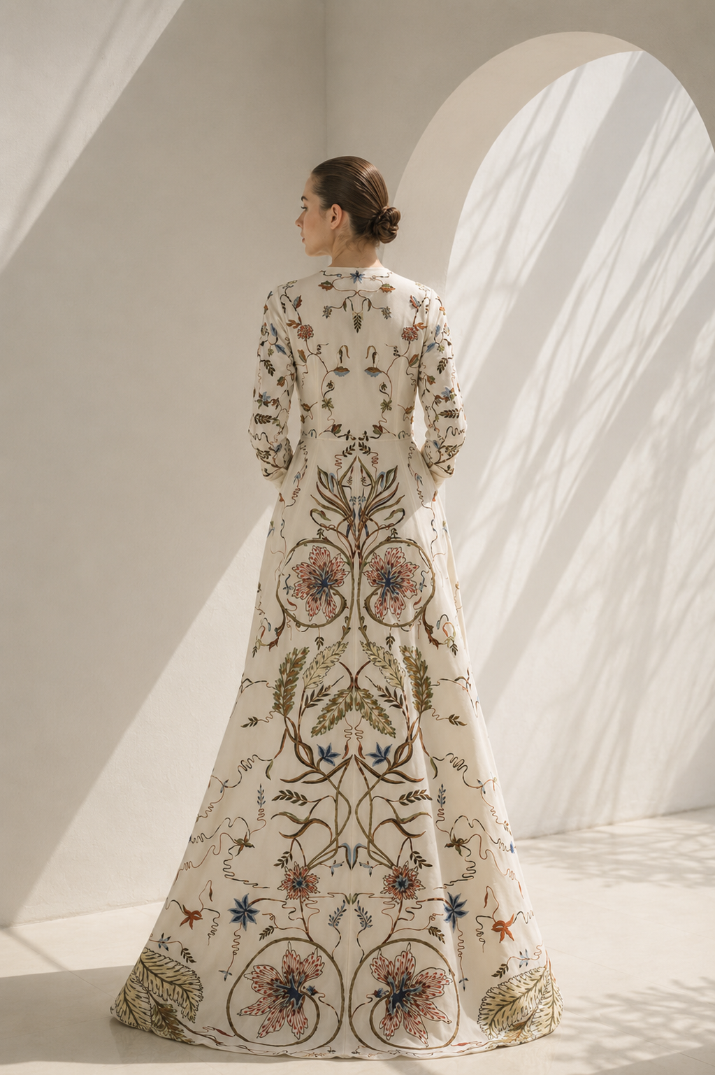 Ivory Gown With Floral Jacket Style