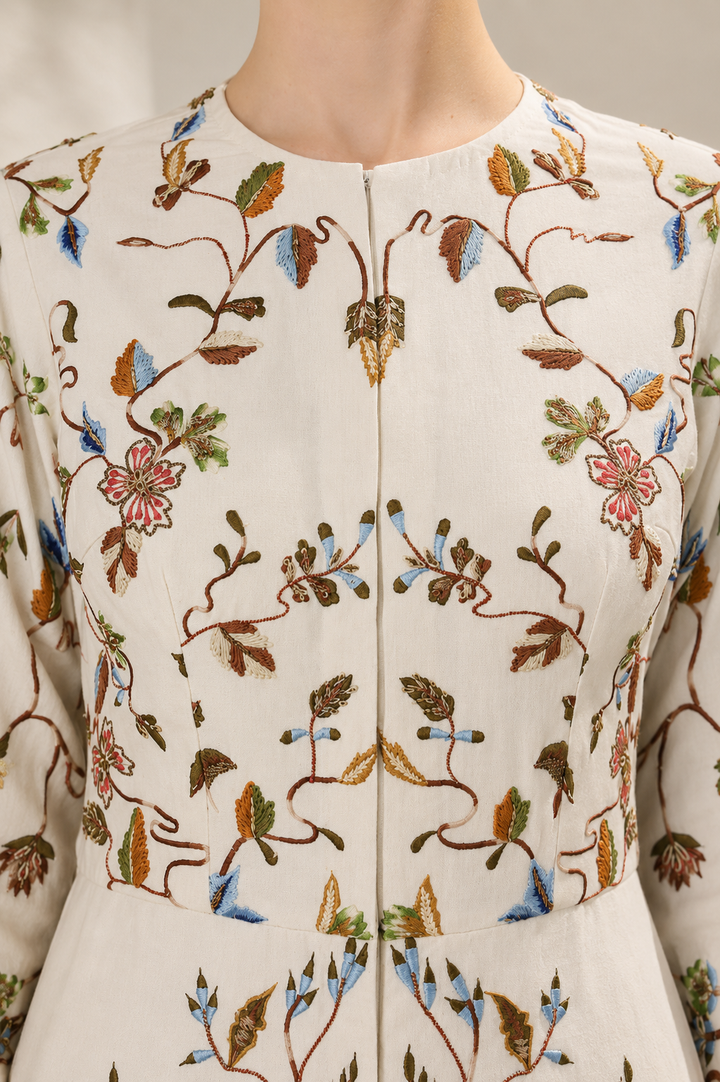 Ivory Gown With Floral Jacket Style
