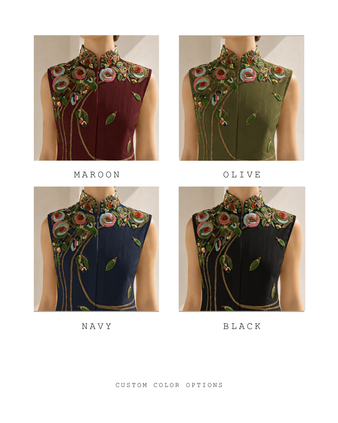 Overlap Collared Embroidered Jacket Gown