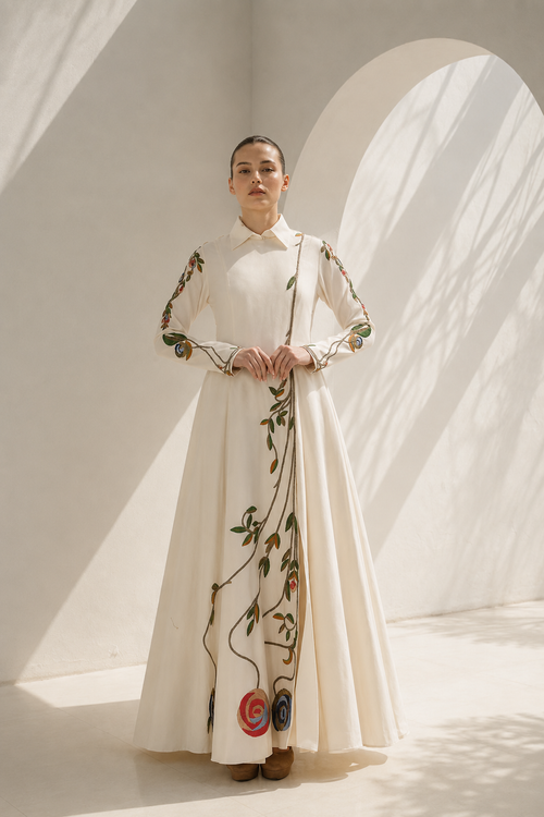 Embroidered Collared Gown