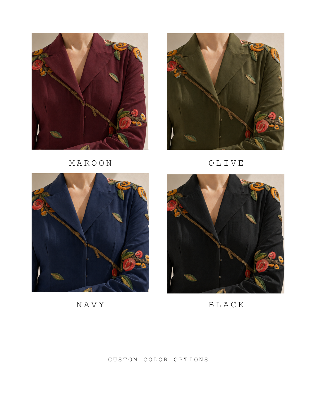 Collared Embroidered Jacket Gown