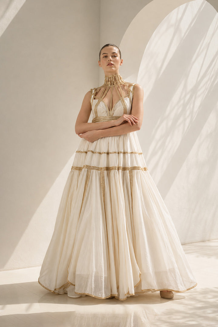 Ivory Gown With Regal Corset Flair