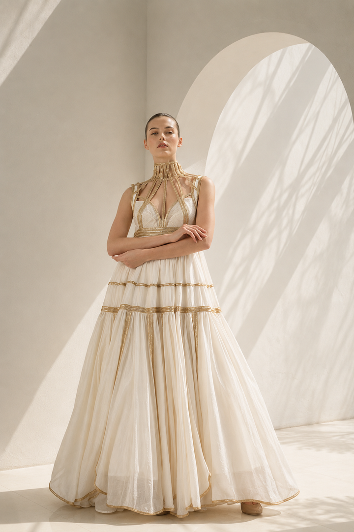 Ivory Gown With Regal Corset Flair