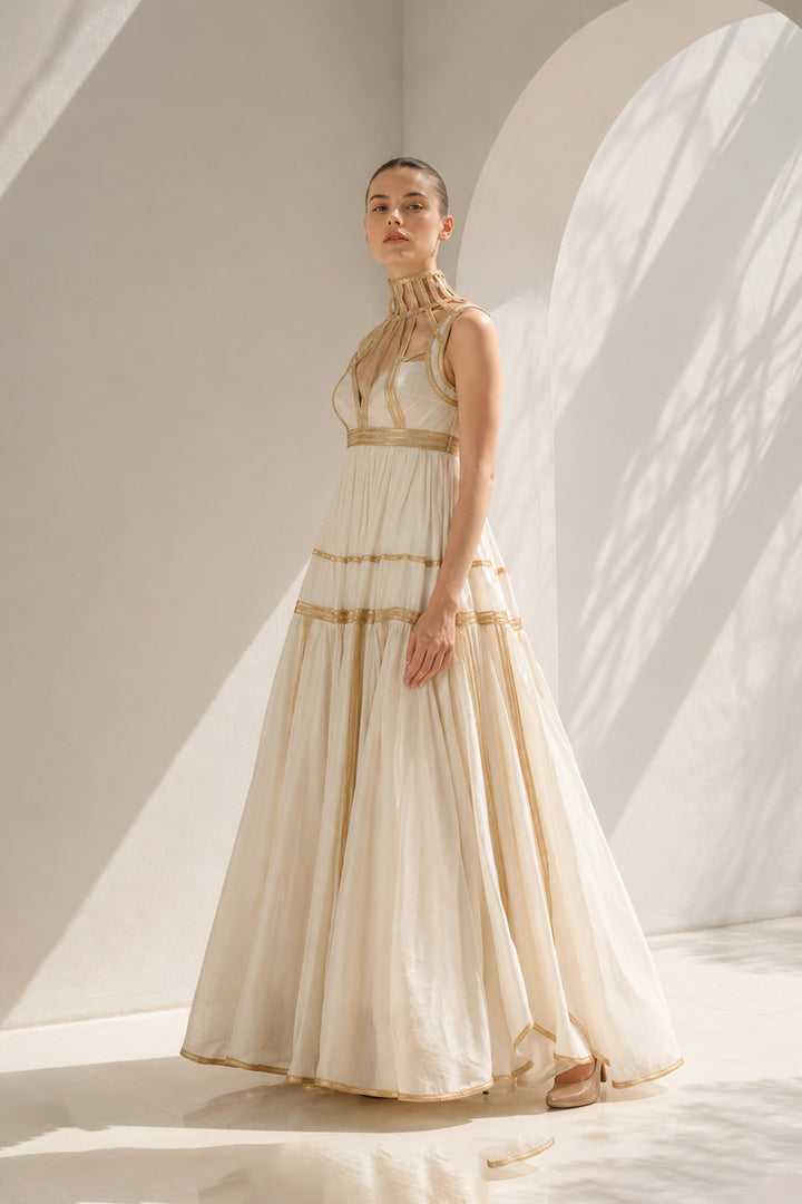 Ivory Gown With Regal Corset Flair