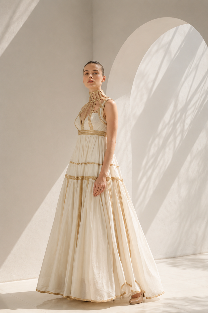 Ivory Gown With Regal Corset Flair