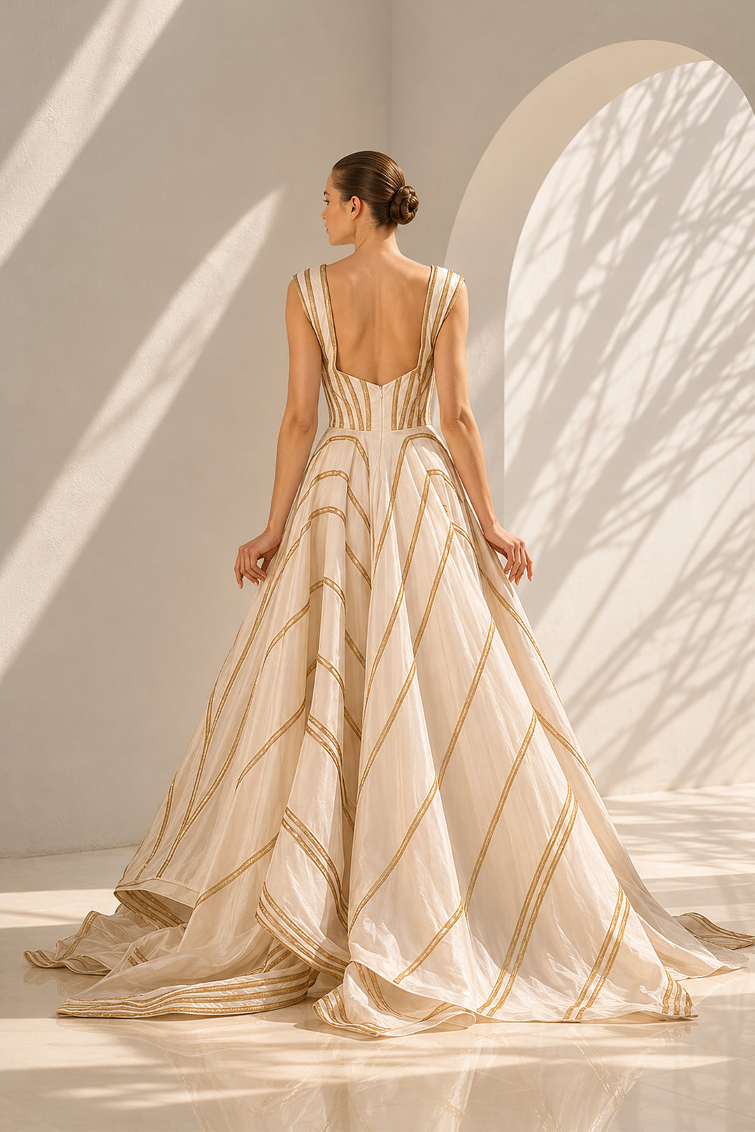 Ivory gown with corset elegance