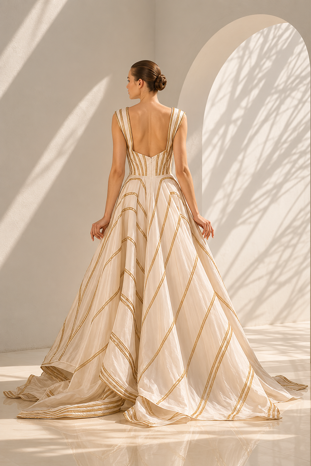 Ivory gown with corset elegance
