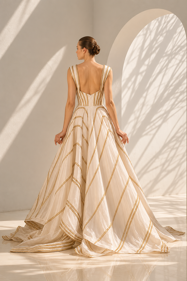 Ivory gown with corset elegance