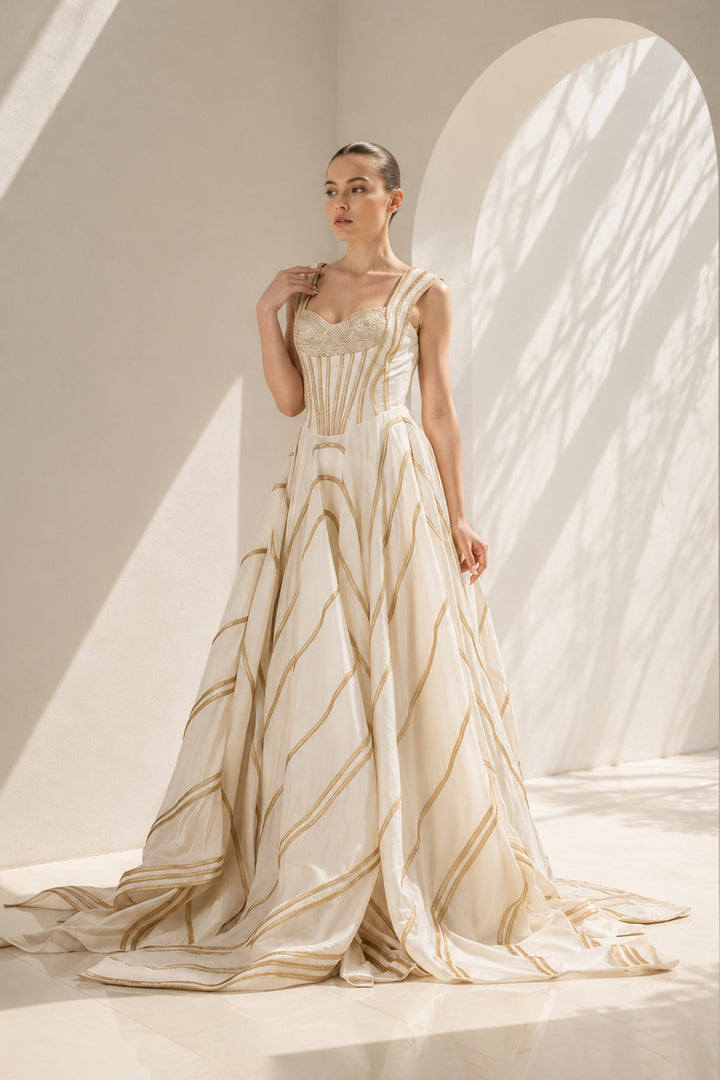 Ivory gown with corset elegance