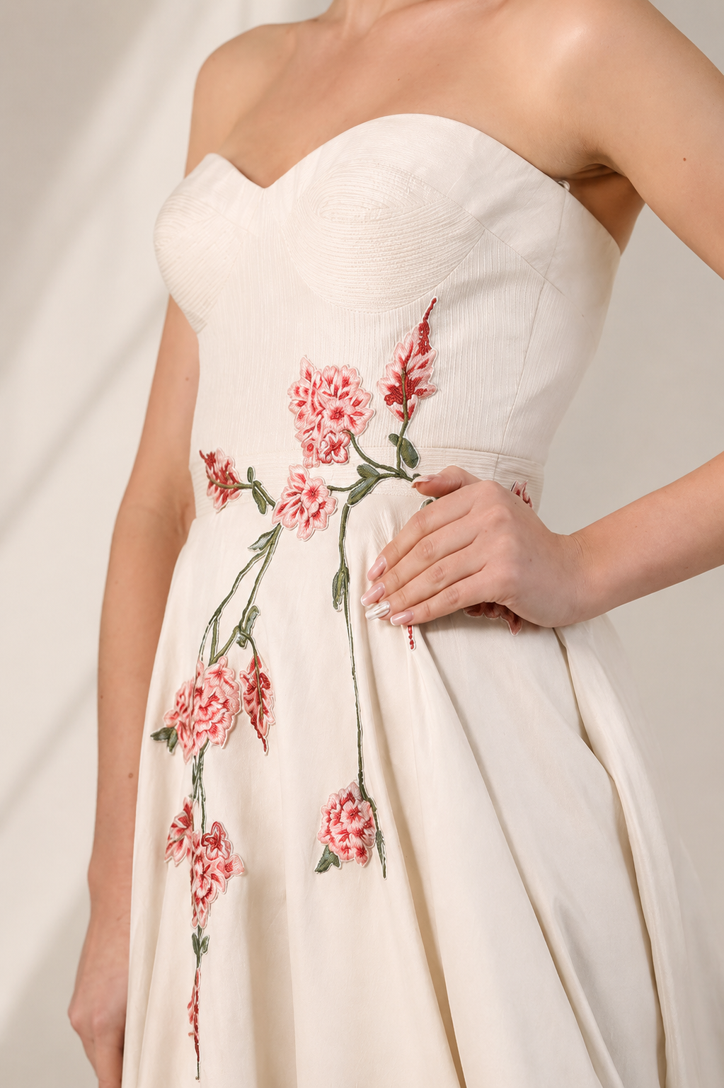 Embroidered Bustier Gown