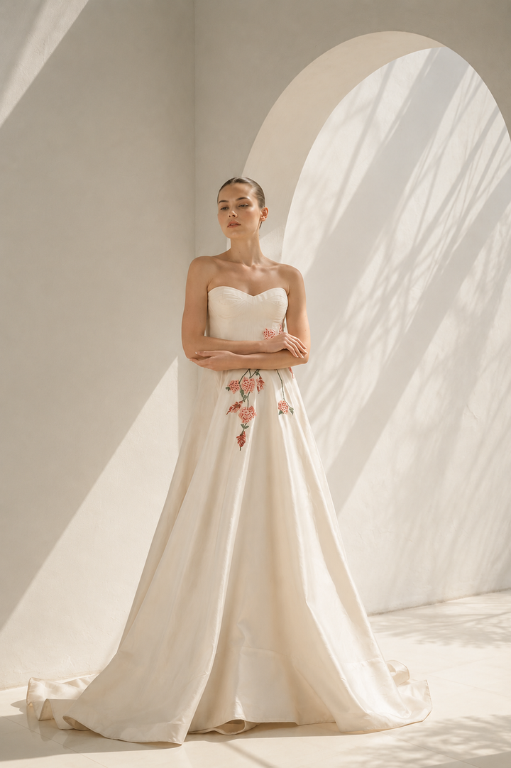 Ivory Bustier Gown With Sweetheart Charm