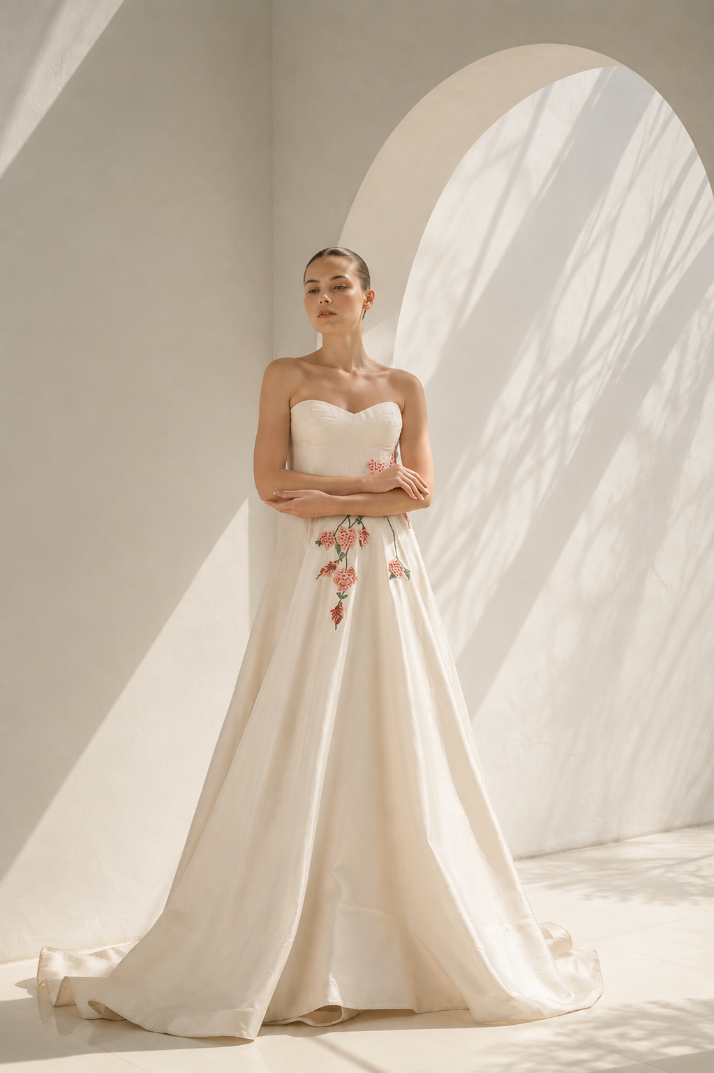 Embroidered Bustier Gown