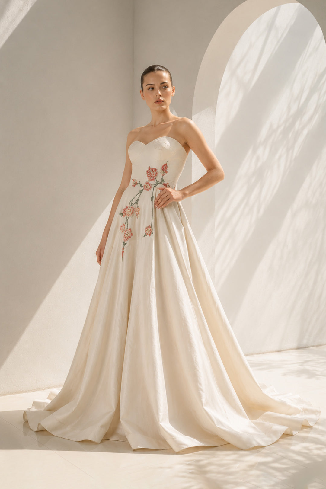 Ivory Bustier Gown With Sweetheart Charm