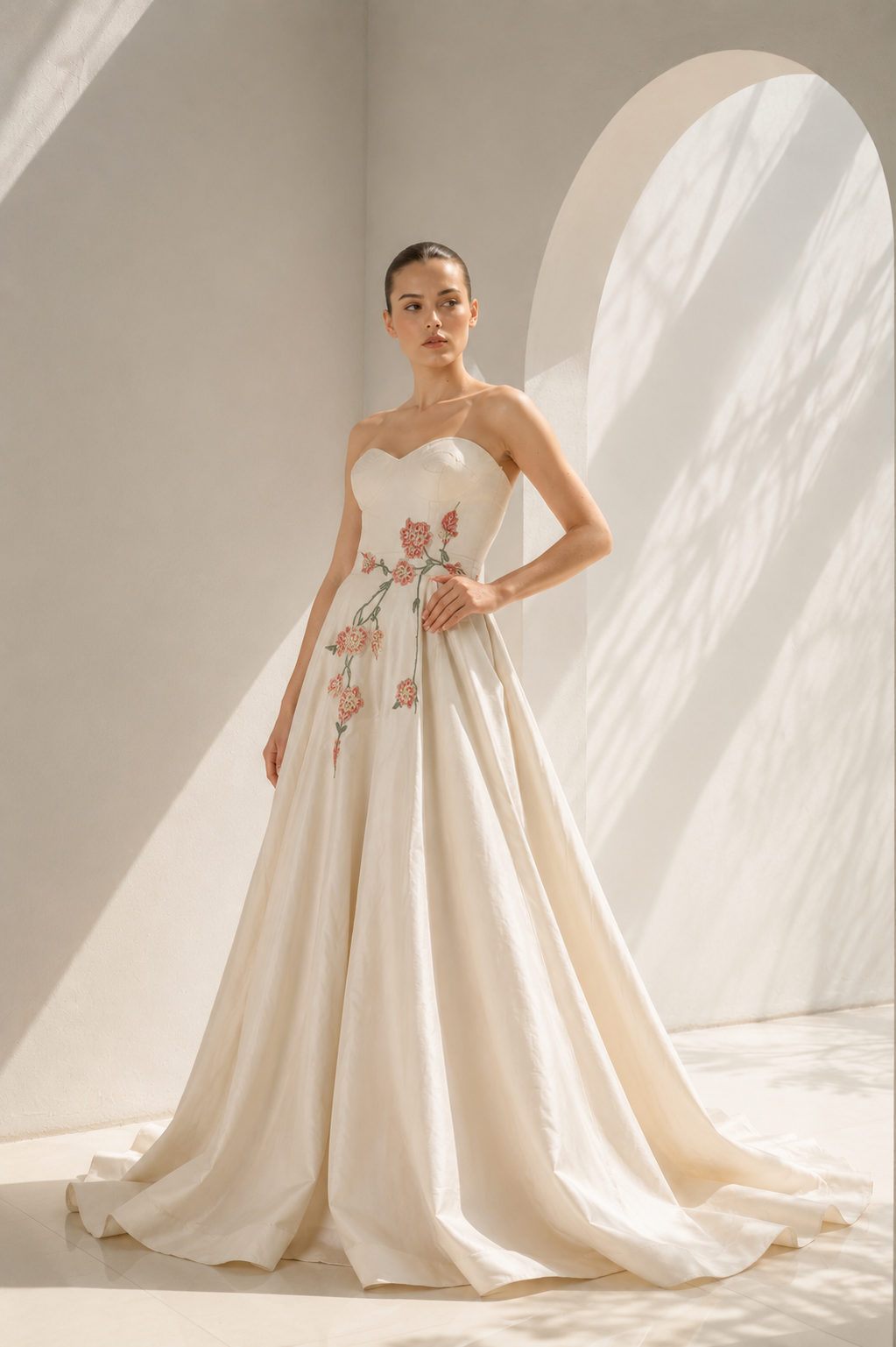 Ivory Bustier Gown With Sweetheart Charm