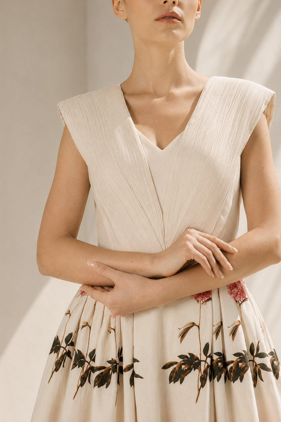 Ivory Gown With Floral Embroidered Elegance