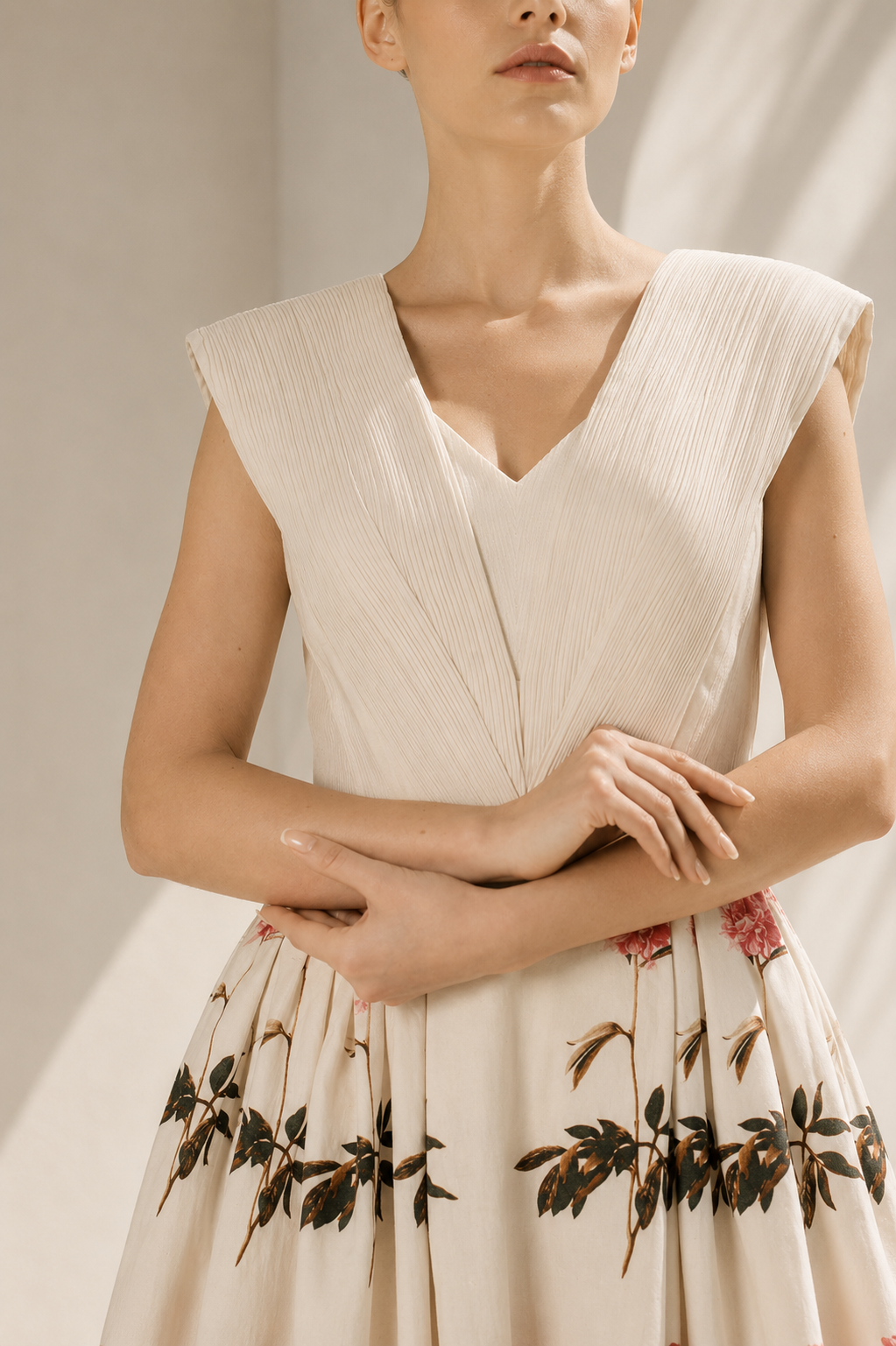 Ivory Gown With Floral Embroidered Elegance