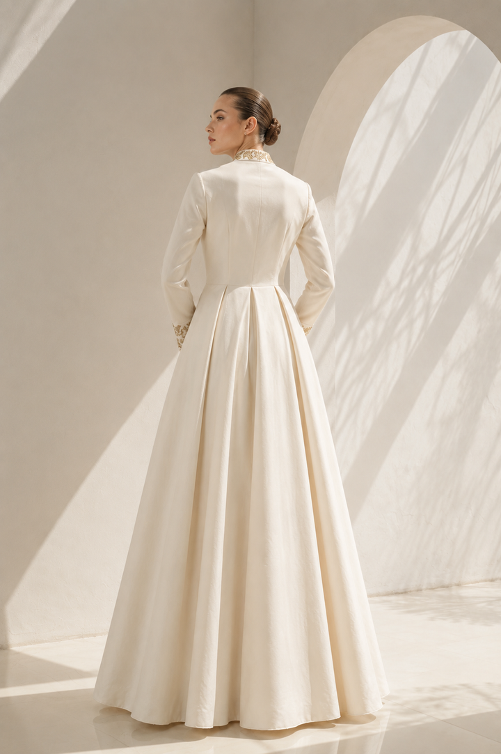 Collar Embroidered Gown
