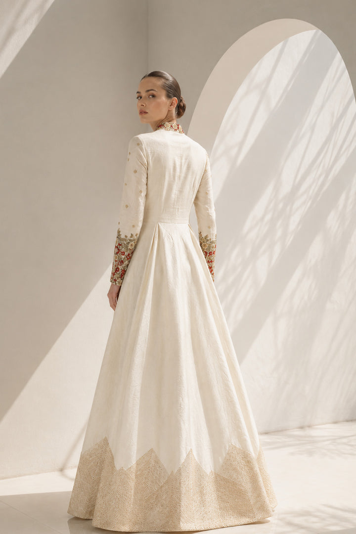 Front-Opening Embroidered Gown